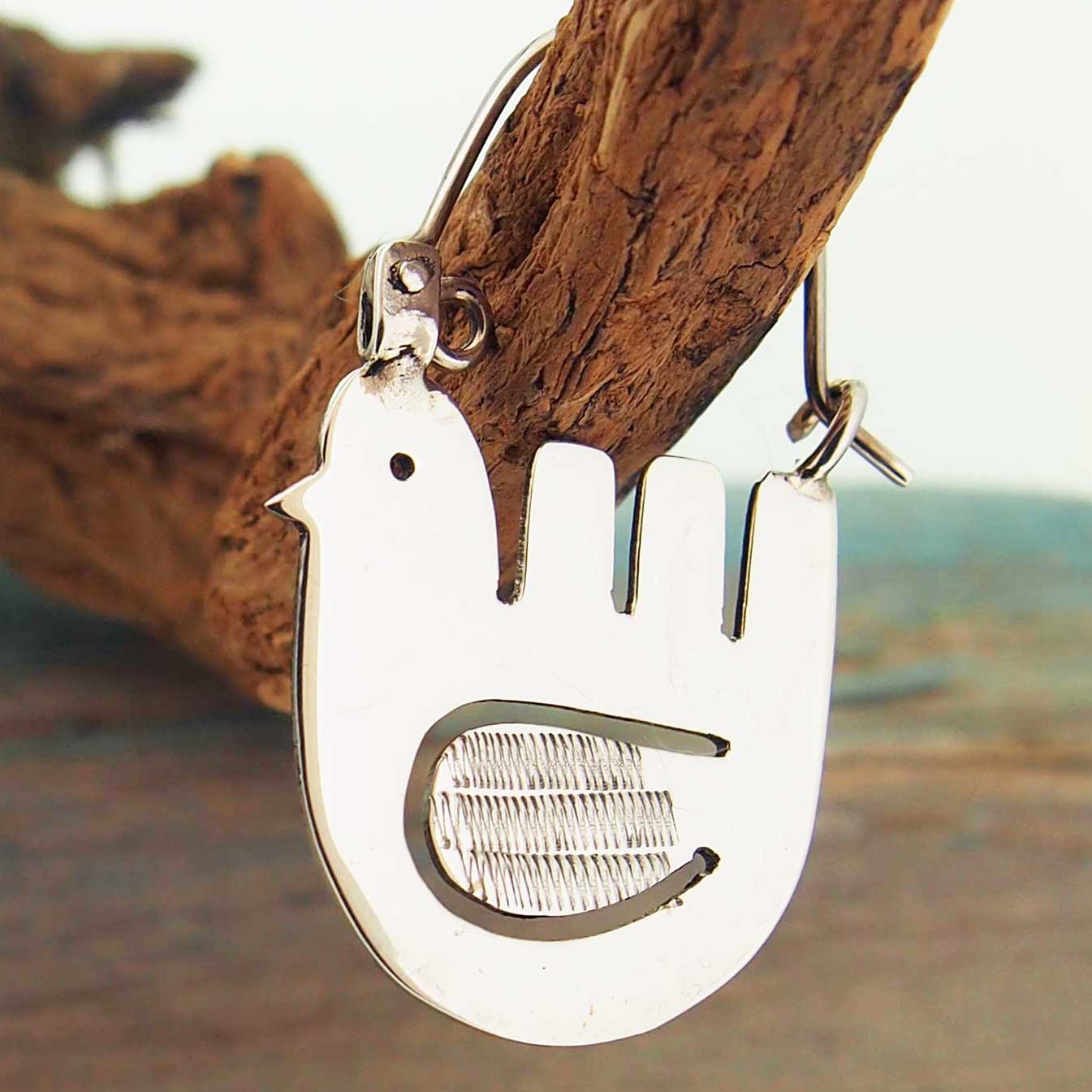 Handmade silver bird earrings