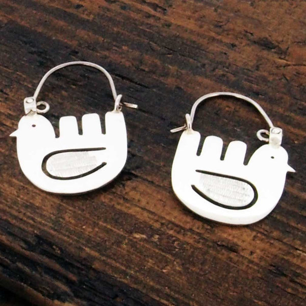 Sterling silver dove earrings