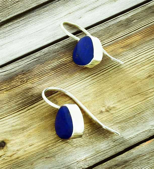 Lapis Lazuli Drop Silver Earrings