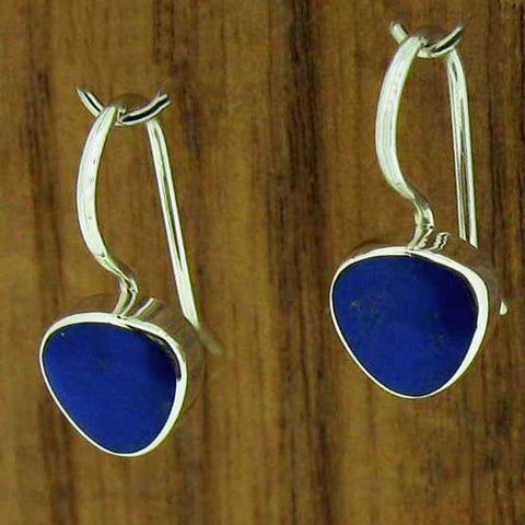 Dainty Lapis drop silver earrings