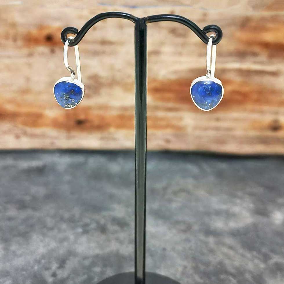 Lapis Lazuli Drop Silver Earrings (434) Secondary image