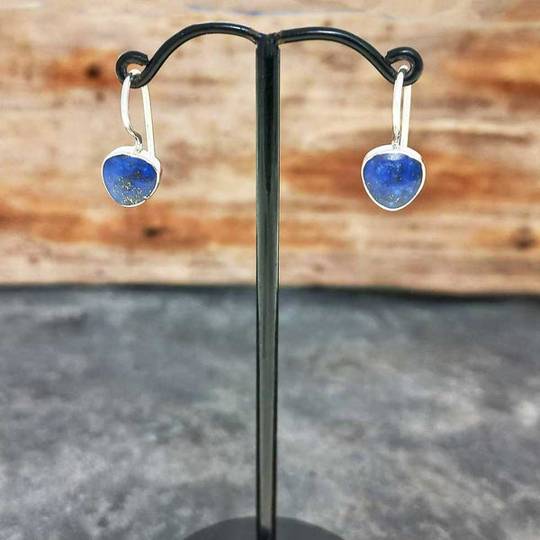 Handmade silver Lapis Lazuli drop earrings