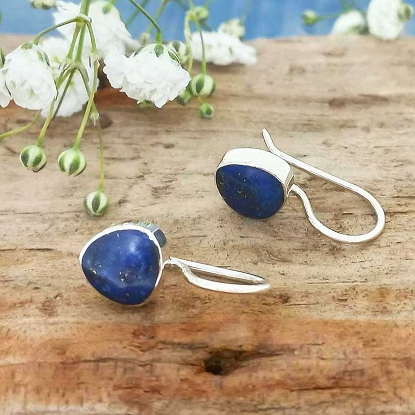 Lapis Lazuli Drop Silver Earrings