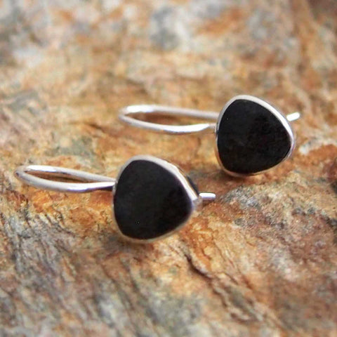 Handmade silver Obsidian earrings