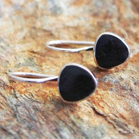 Black Obsidian Drop Silver Earrings