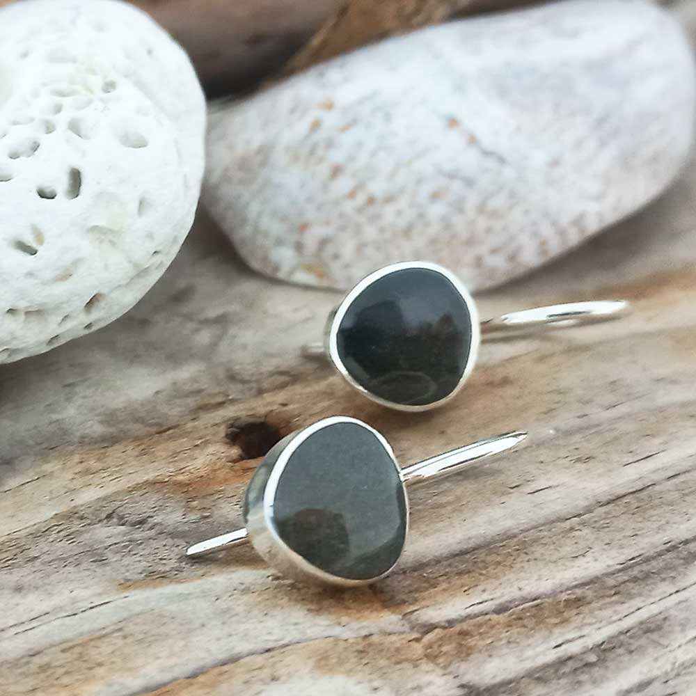 Handmade silver Obsidian earrings