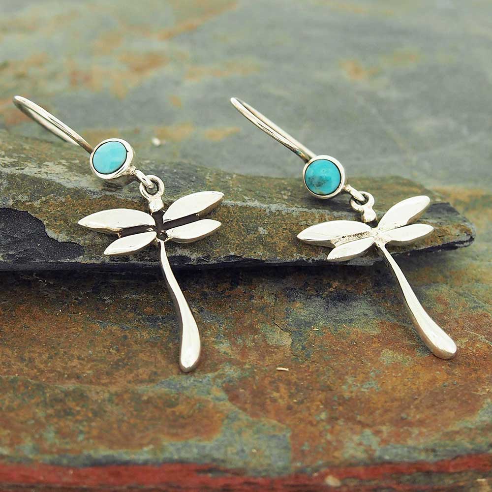 Sterling silver earrings with dragonflies