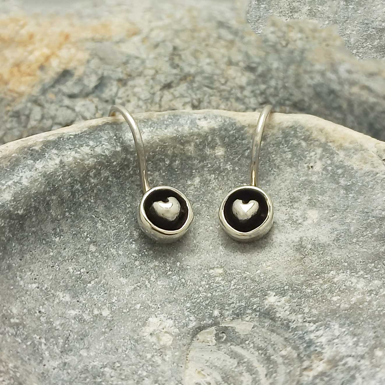 Silver heart handmade earrings