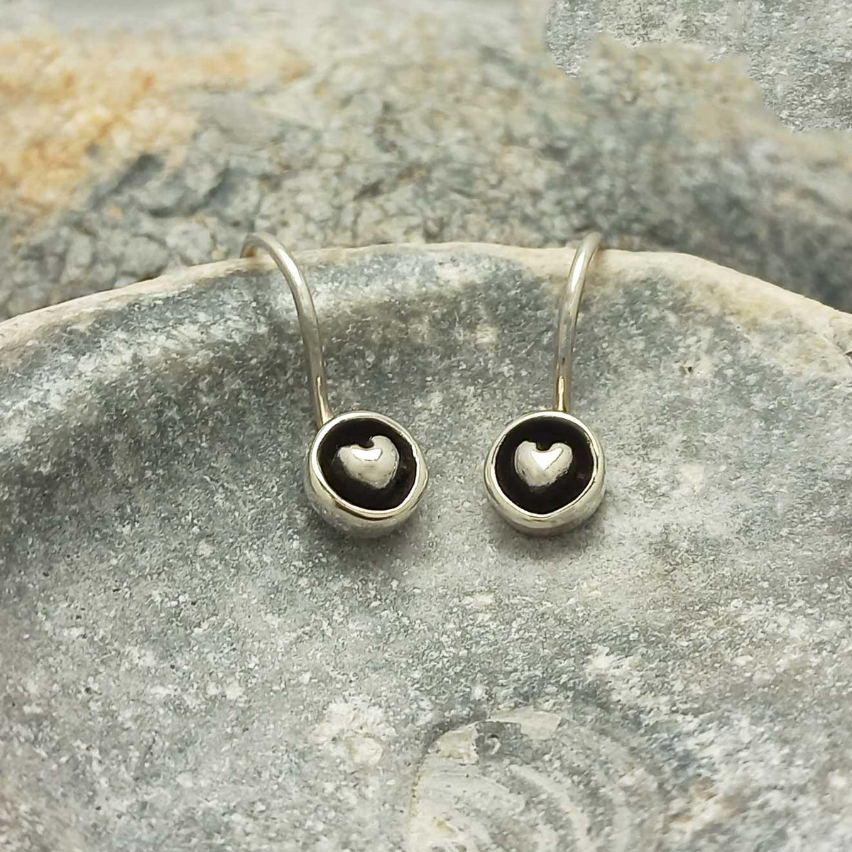 Silver heart handmade earrings