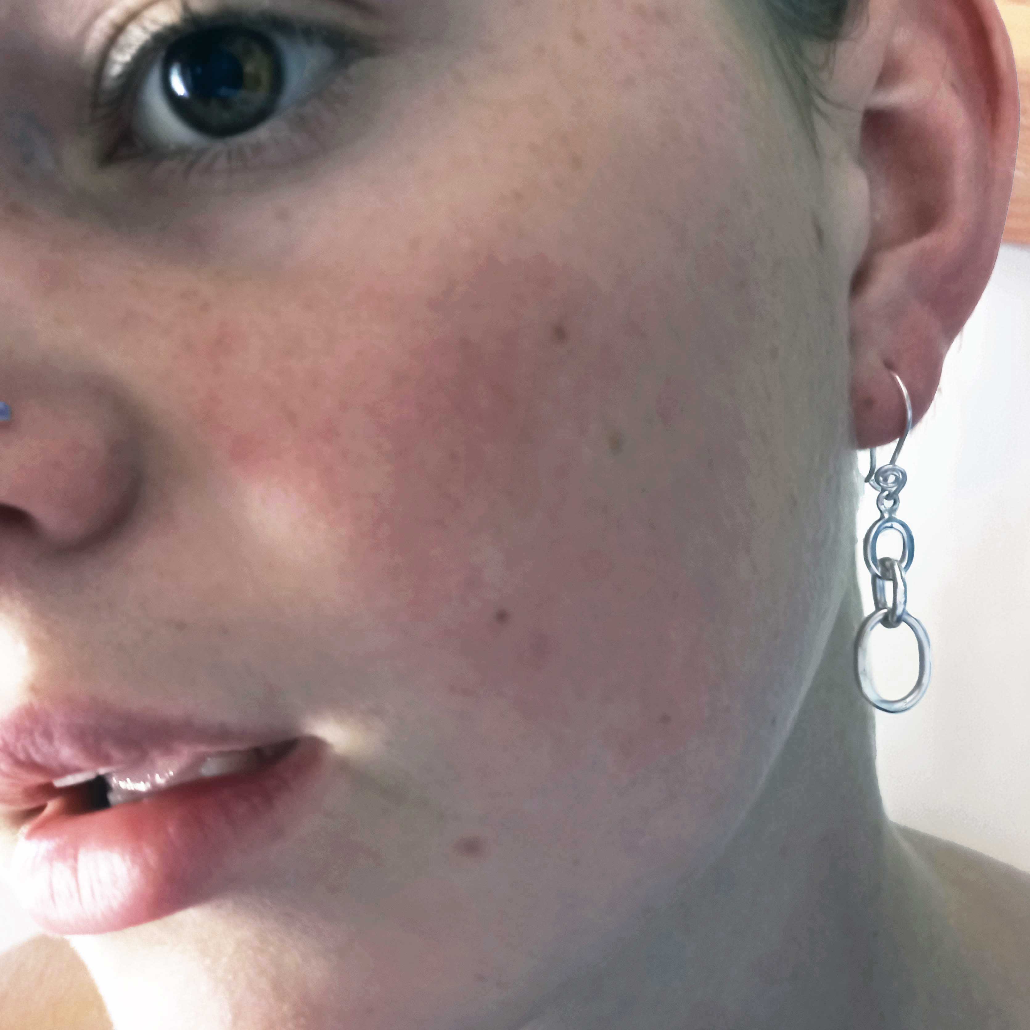 Triple Oval Link Silver Earrings (477) Secondary image