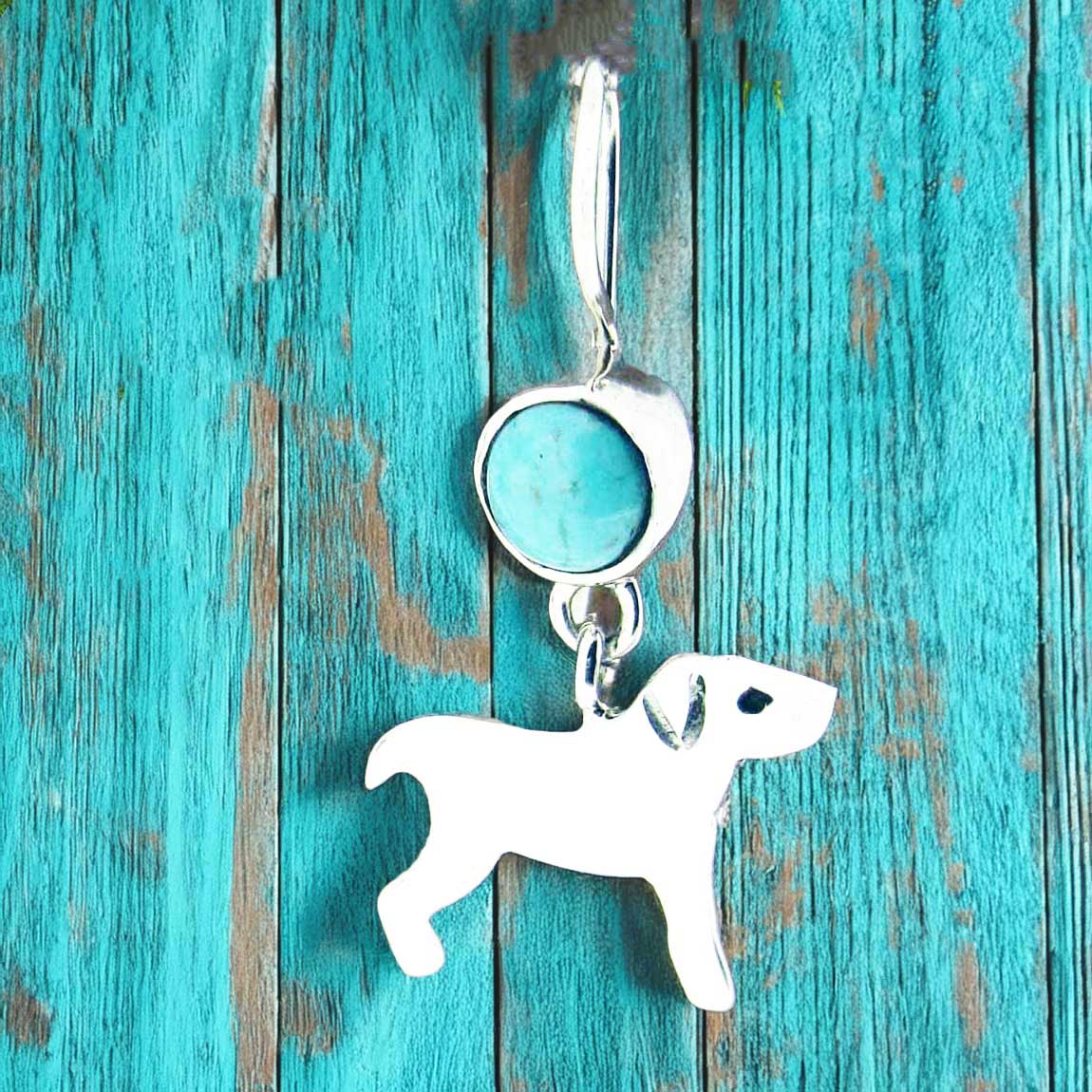 Dog with Turquoise Silver Earrings (521) Secondary image