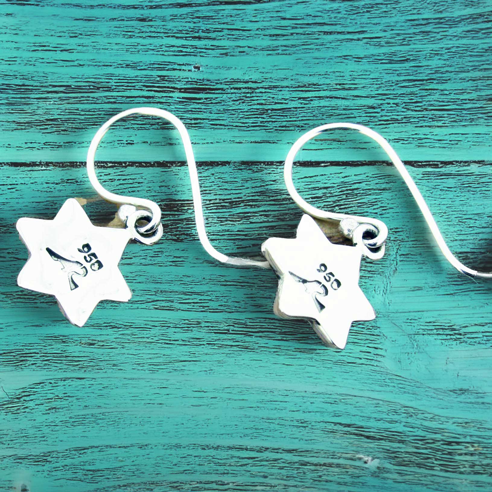 Topaz Hammered Star Silver Earrings (604)