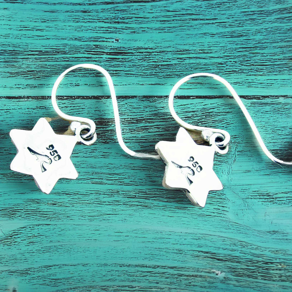 Topaz Hammered Star Silver Earrings (604)