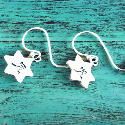 Topaz Hammered Star Silver Earrings (604)