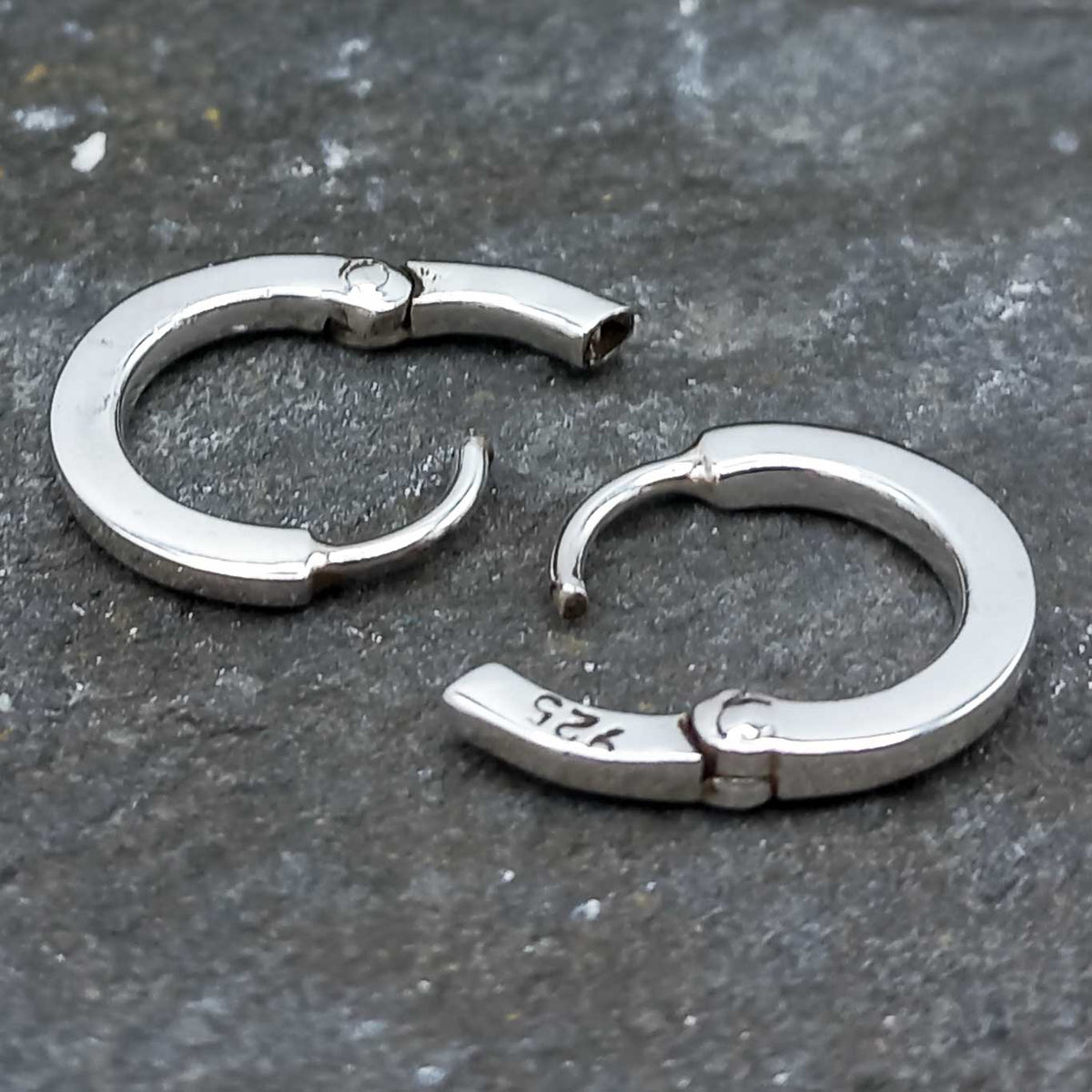 Hinged sterling silver hoop earrings
