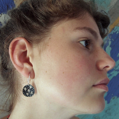 Starry night unusual silver earrings