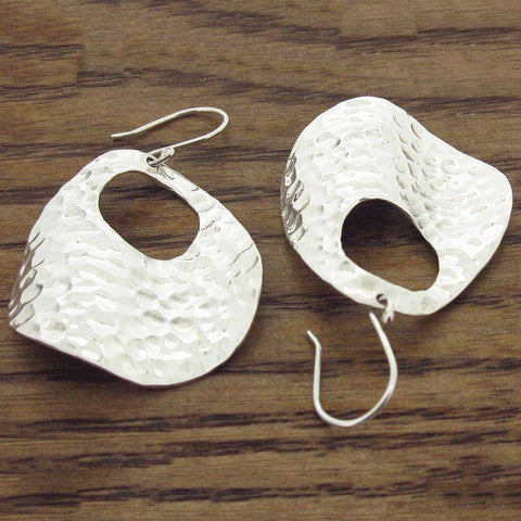 Statement Mexican silver hammered earrings