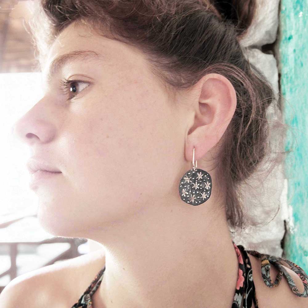Statement Oxidised starry night earrings