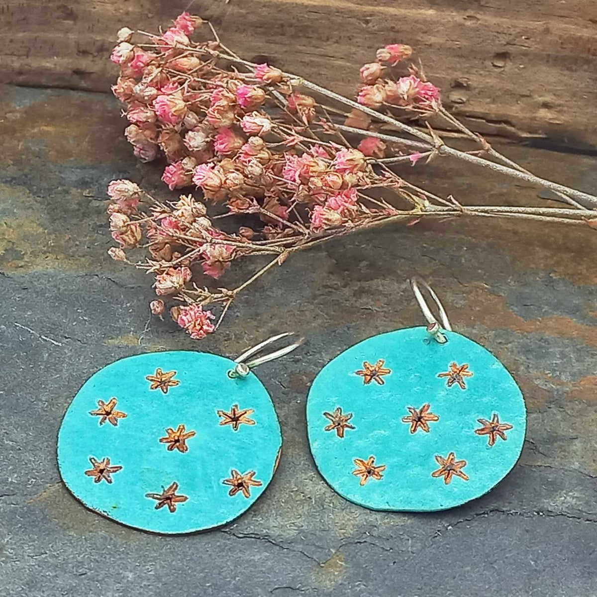 Starry night Patina handmade silver earrings Main image
