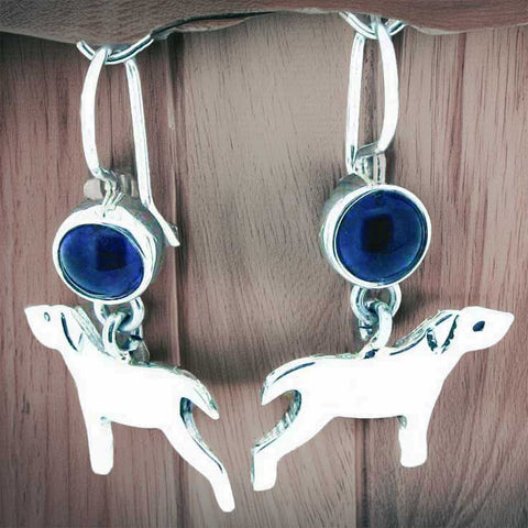 Unusual dog earrings with Amethyst
