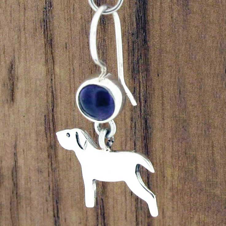 Sterling silver dog drop earrings
