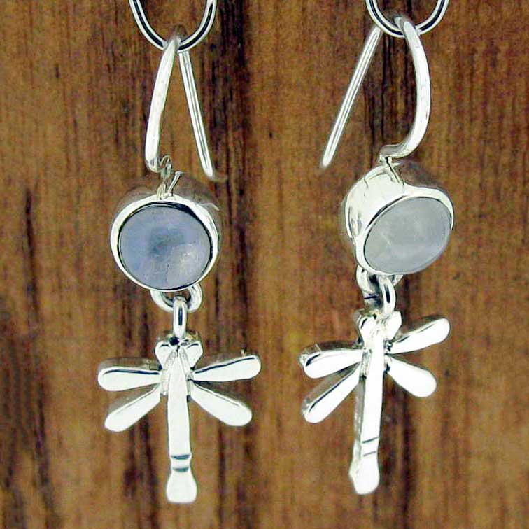 Dragonfly with Moonstone Silver Earrings (684) Secondary image