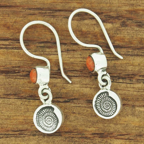 Handmade Ammonite Sterling Silver Earrings