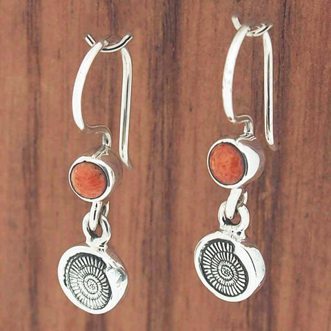 Ammonite Sponge Coral Earrings