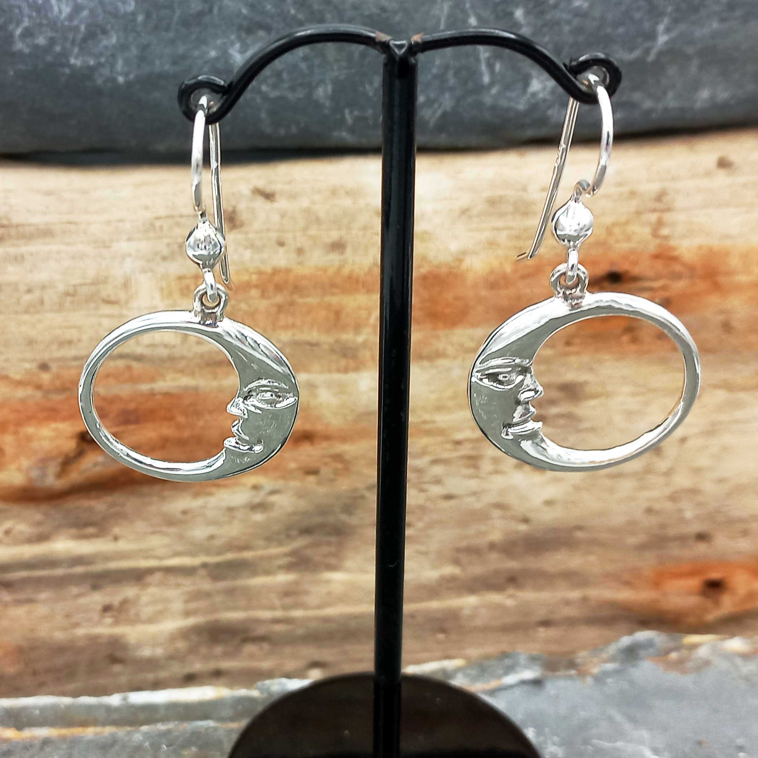 Man in the Moon Silver Earrings (702) Secondary image