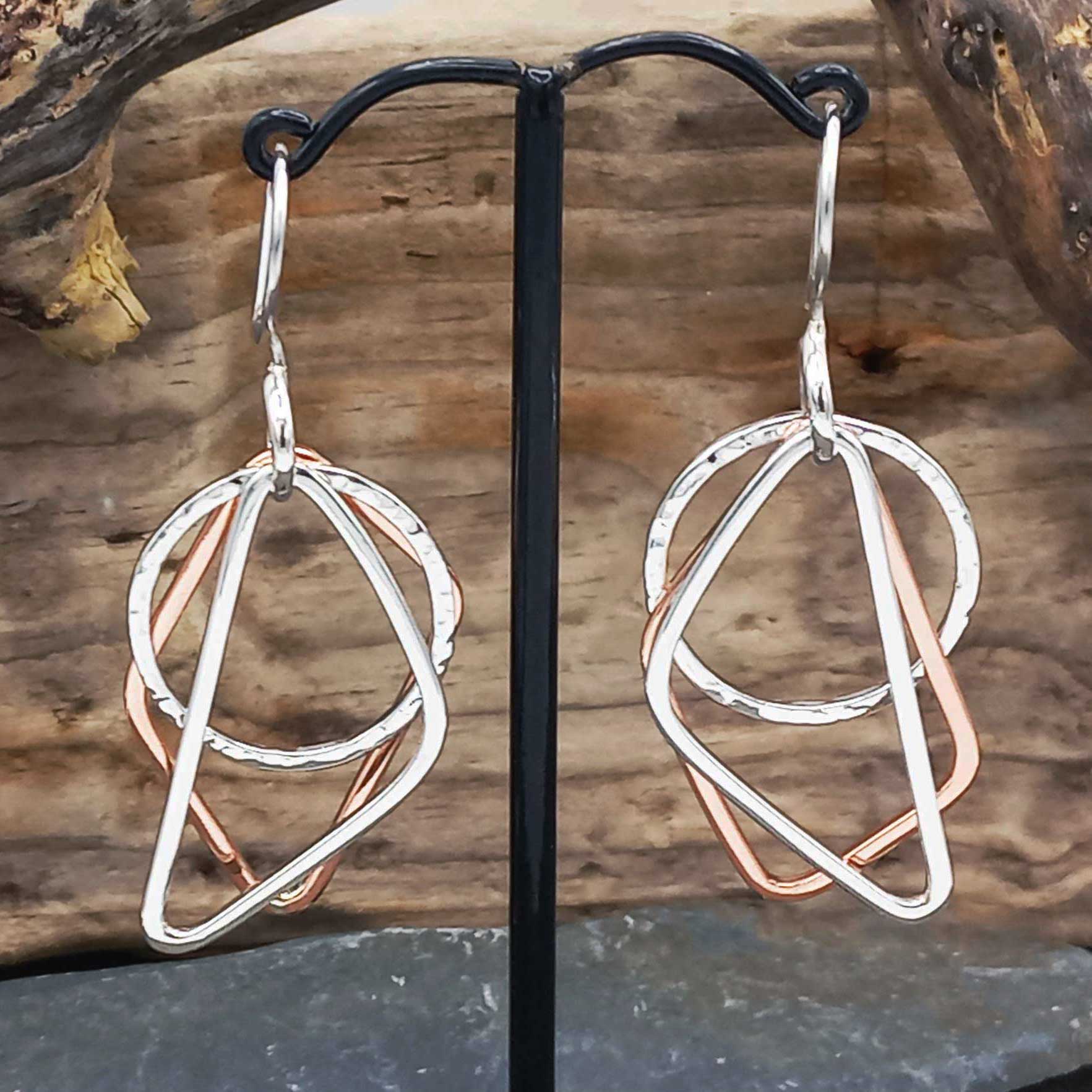 Copper and Silver Geometric Earrings (703) Secondary image
