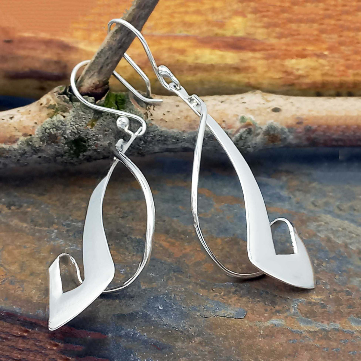 Twisting Strand Silver Earrings Main image
