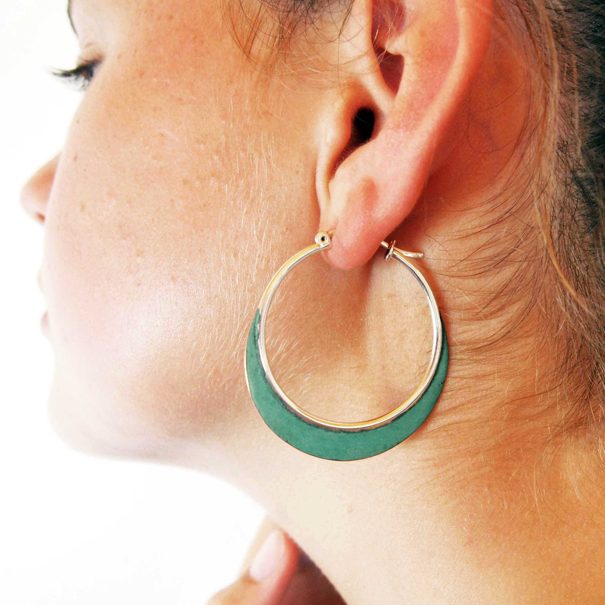 Patina Copper & Silver Hoop Earrings Main image