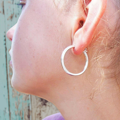 Mexican silver hoops