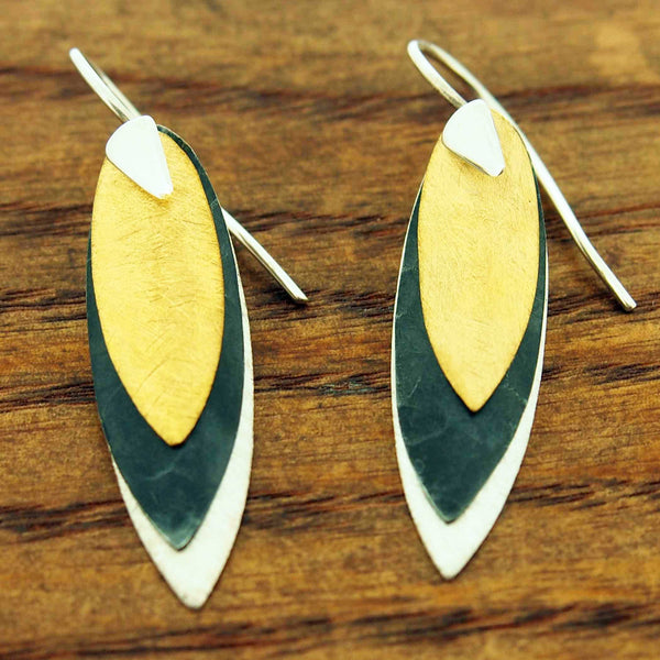 Unusual silver gold earrings