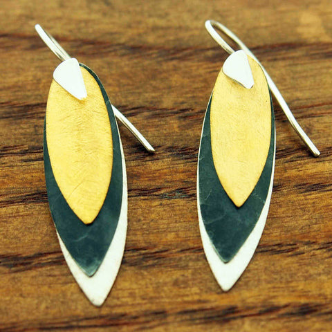 Unusual silver gold earrings