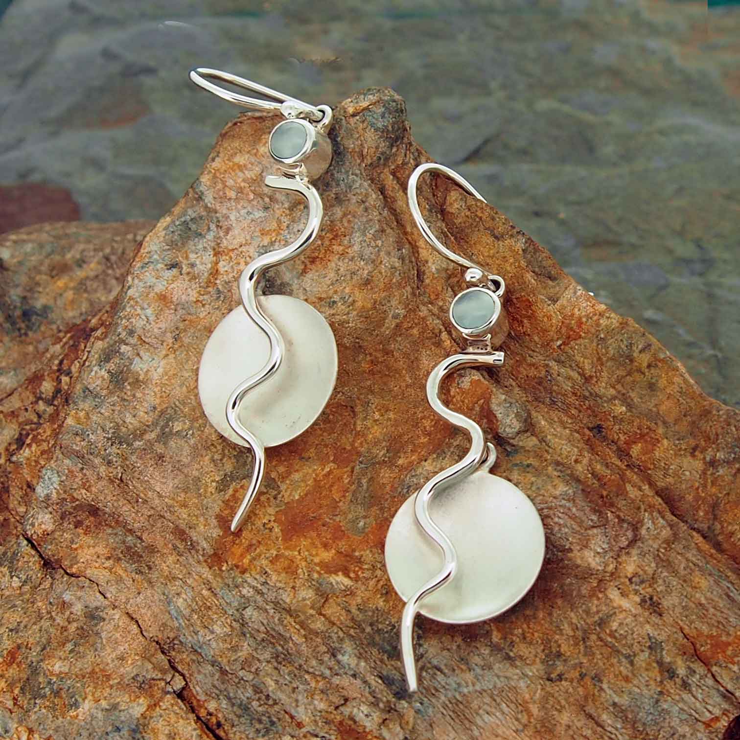 Chalcedony Flame Silver Earrings (734) Secondary image