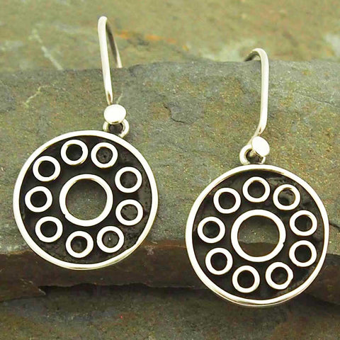 Unusual sterling silver drop earrings