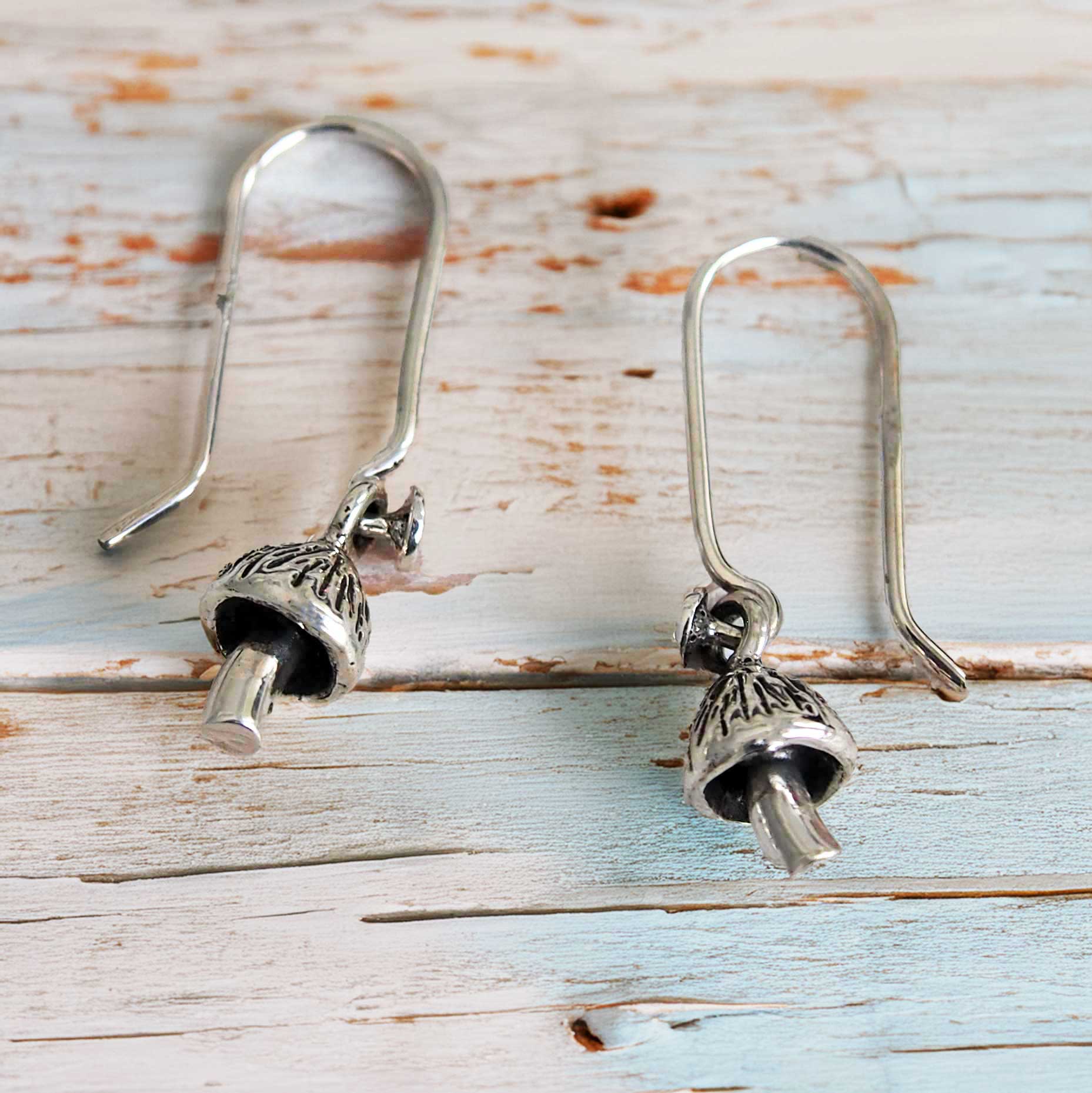 Handmade Sterling Silver Mushroom earrings