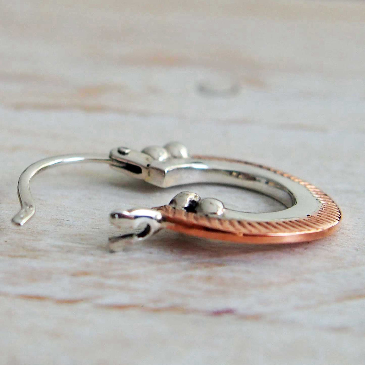 Copper silver hoop earring