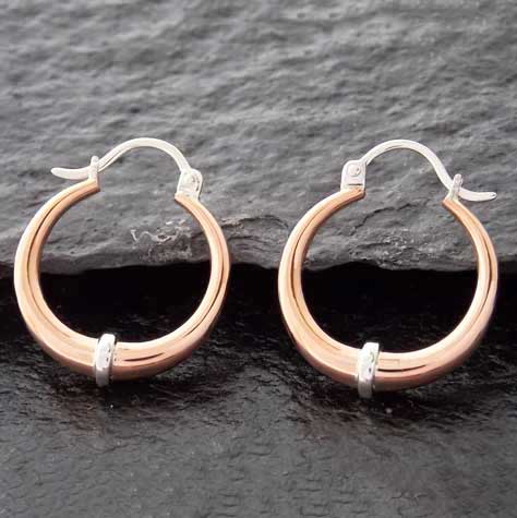 Copper silver tribal hoops