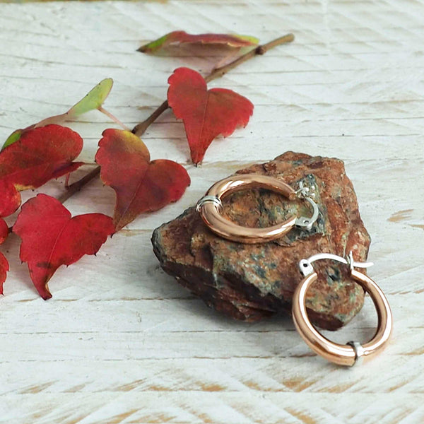 Handmade copper silver hoop earrings