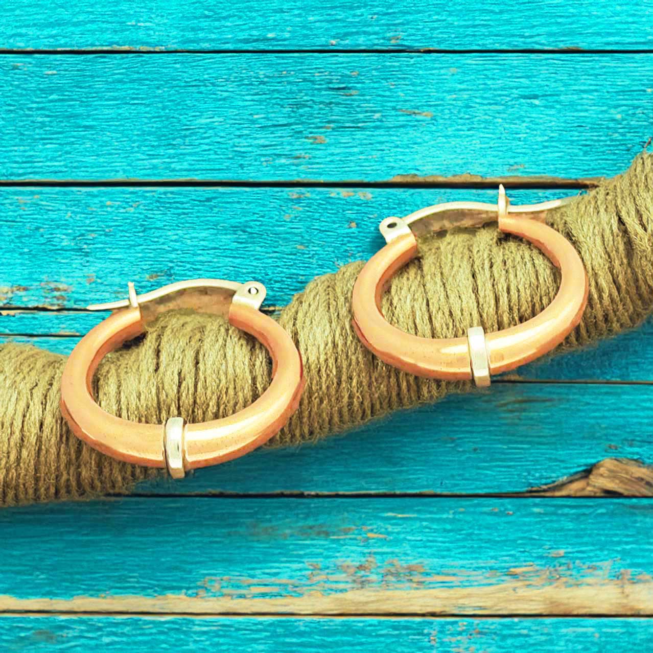 Copper Tribal Silver Hoop Earrings (759) Secondary image