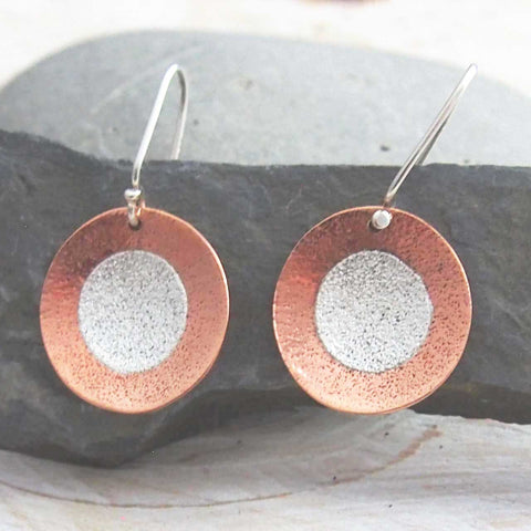 Sunset sterling silver copper earrings