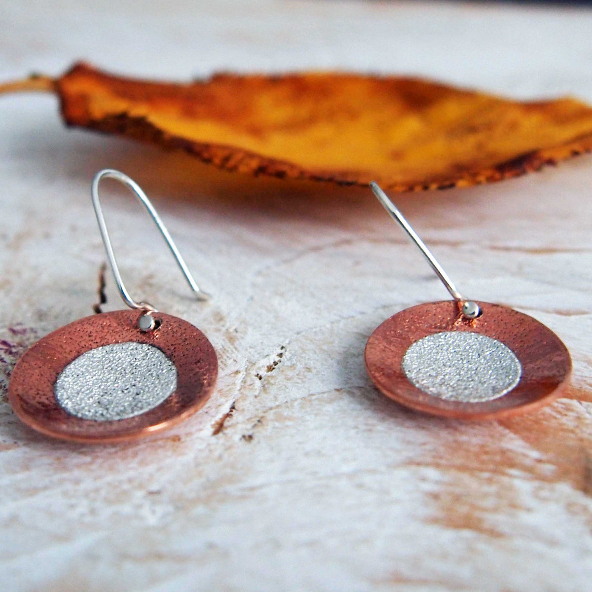 Copper Sunset Silver Drop Earrings Main image