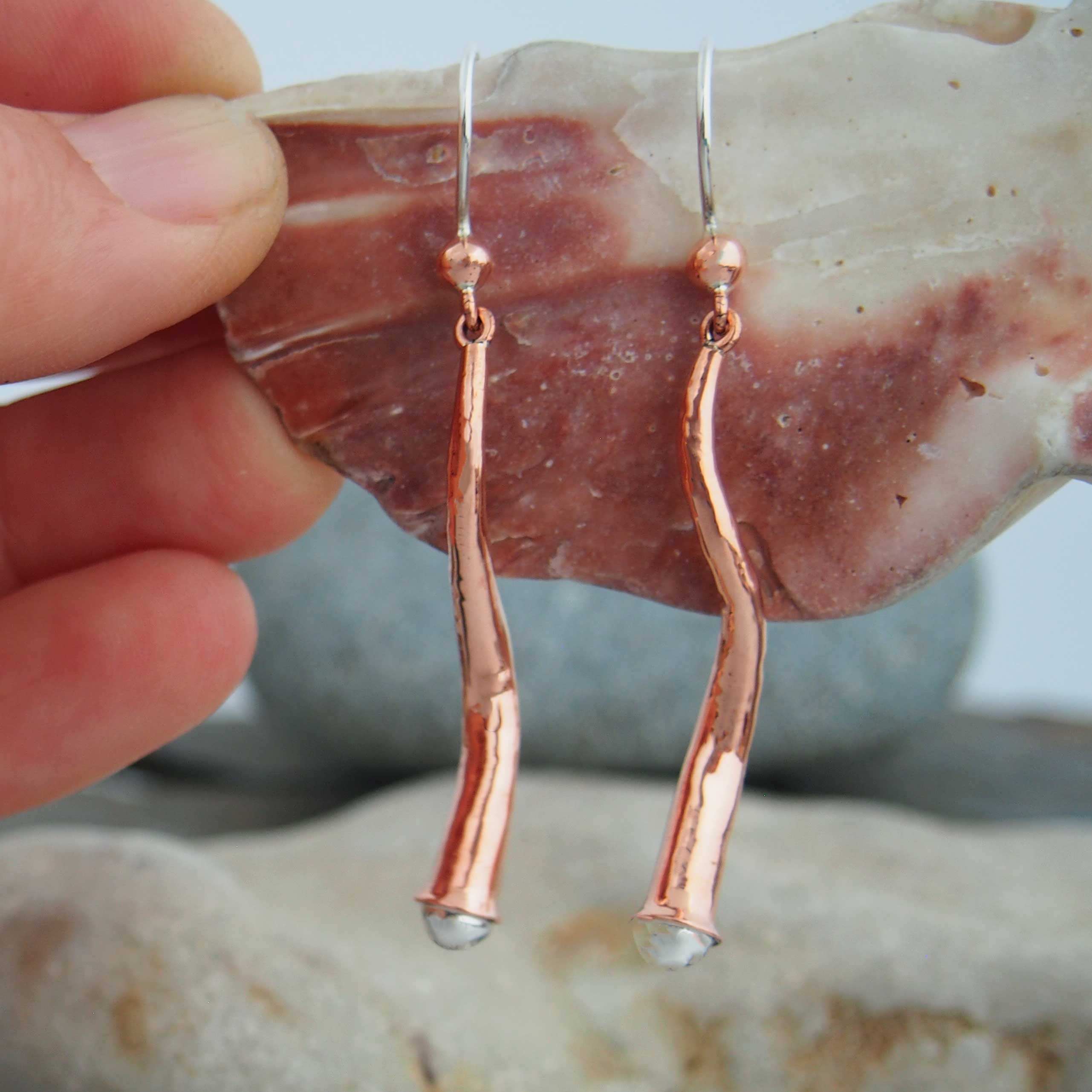 Copper Horn & Silver Ball Earrings (763) Secondary image