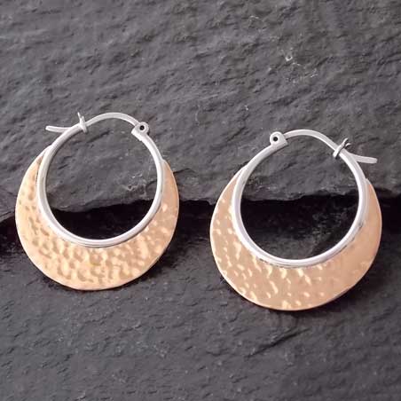Sterling Silver Hoops with Copper