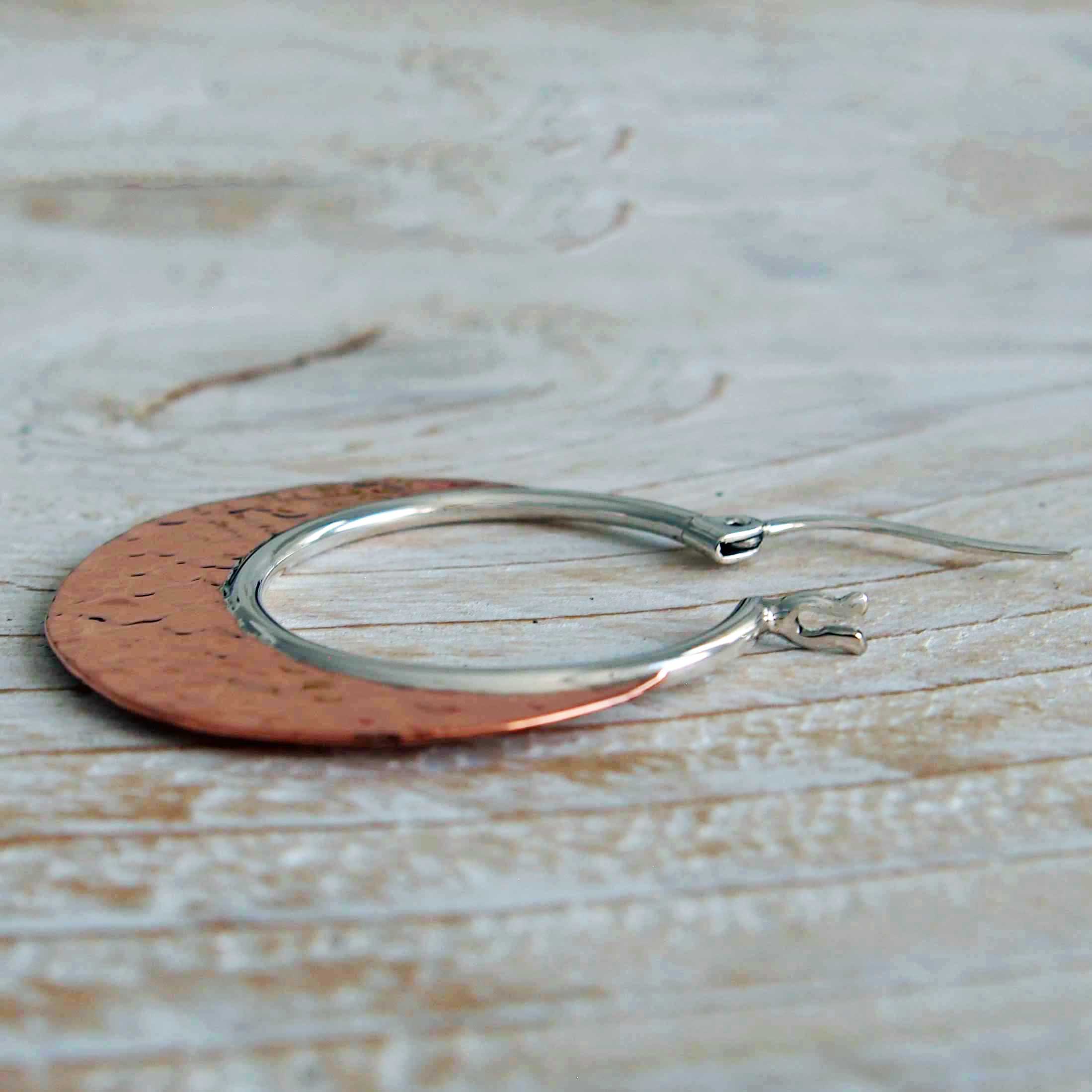 Copper Moon Silver Hoop Earrings (764)