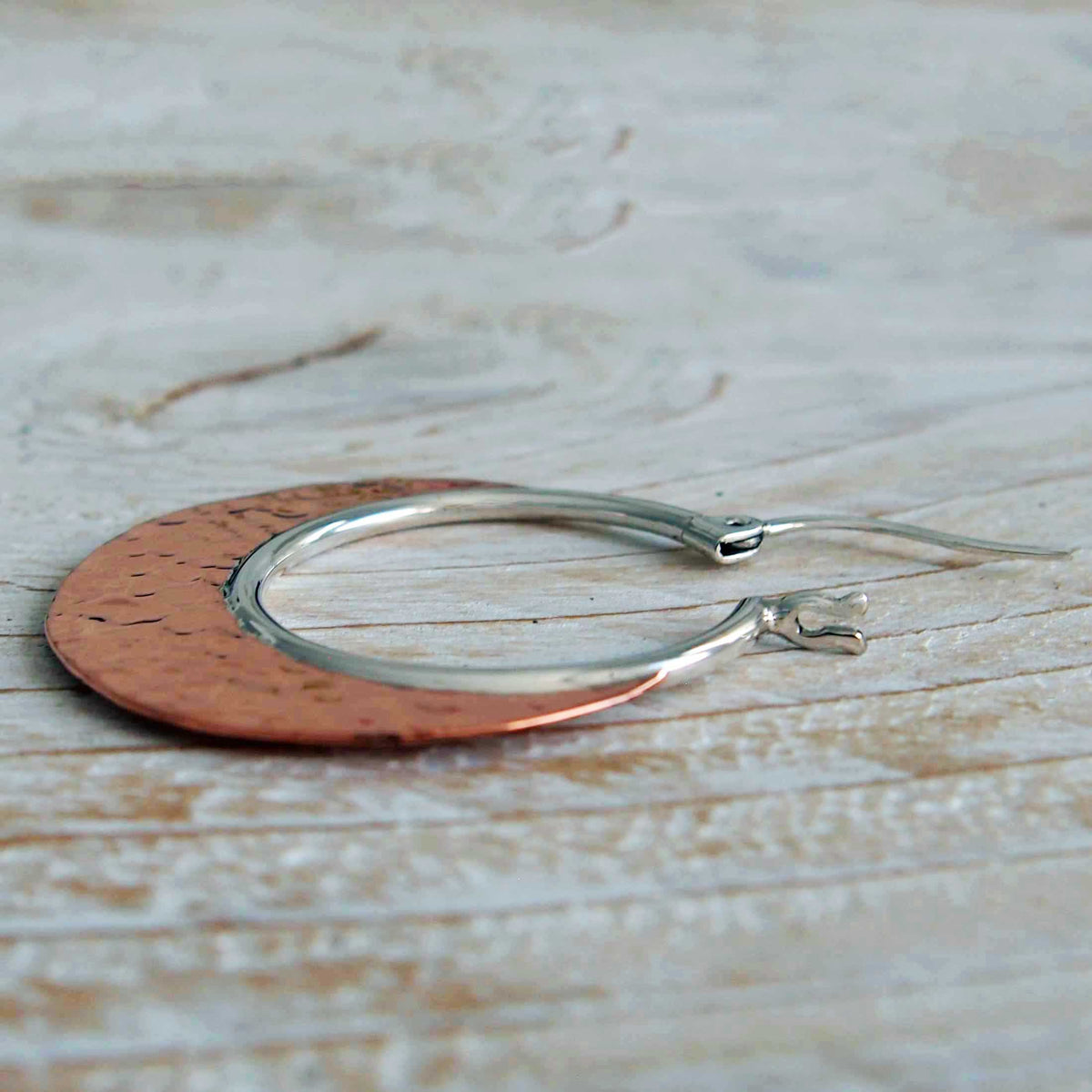 Copper hammered hoop with silver