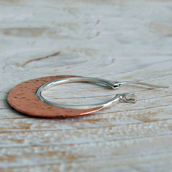 Copper hammered hoop with silver