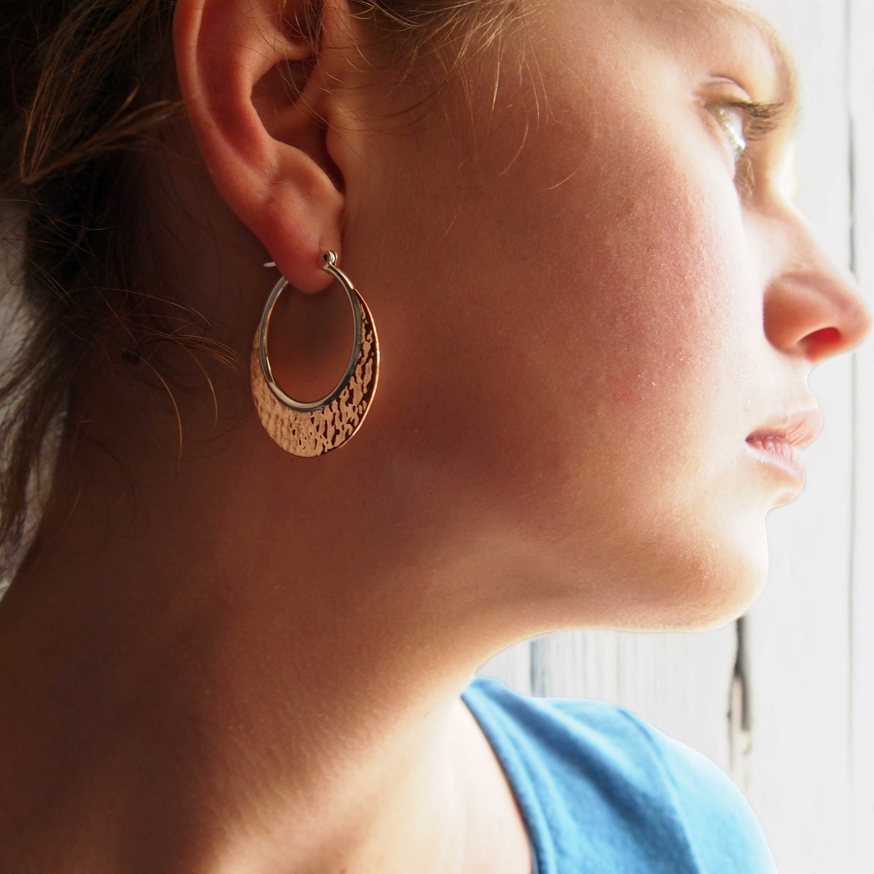 Copper Moon Silver Hoop Earrings (764) Secondary image
